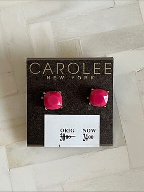 NWT Carolee Hot Pink Cushion Stud Earrings